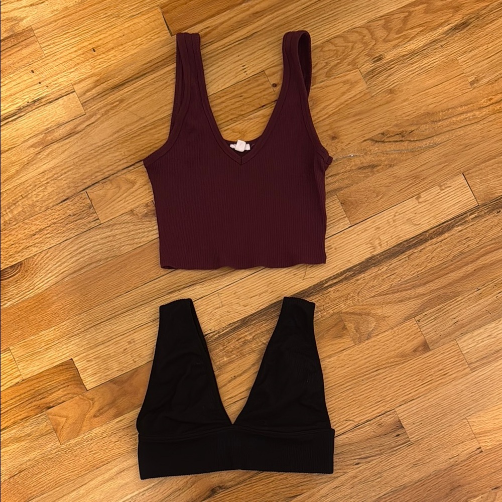 Burgundy and Black Crop Tops